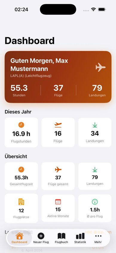 Selenny Flugbuch Dashboard Light Mode